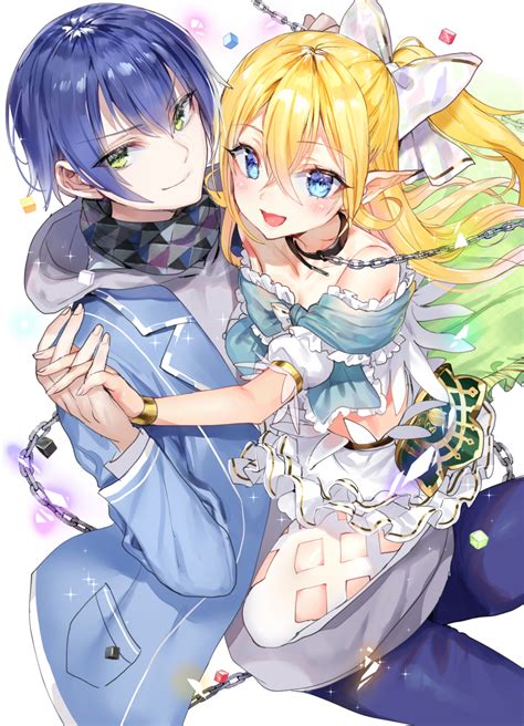 Safebooru 1boy 1girl D Blonde Hair Blue Eyes Blue Hair Blue Jacket Blue Pants Blush Bow