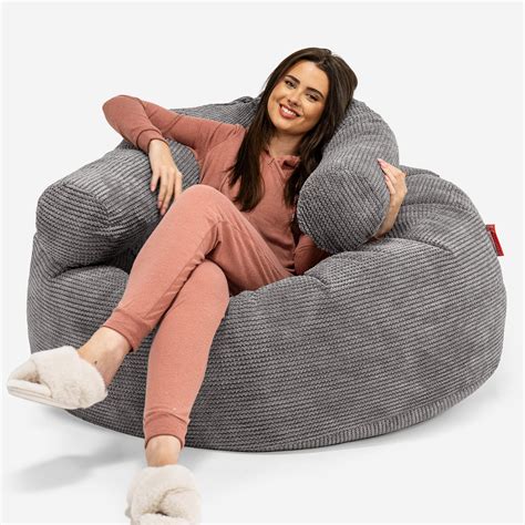 Lounge Pug Pom Pom Large Bean Bag For Adults Mammoth Giant Beanbag Uk Charcoal Grey Big Bertha