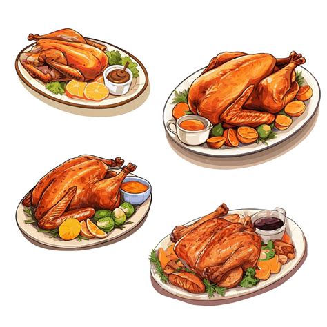 Premium Vector White Background With Roast Chicken