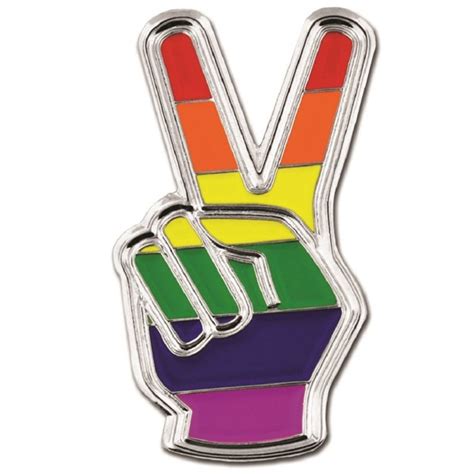 Pinmarts Gay Pride Peace Sign Finger Lgbt Enamel Lapel Pin Ch12mxt38qe