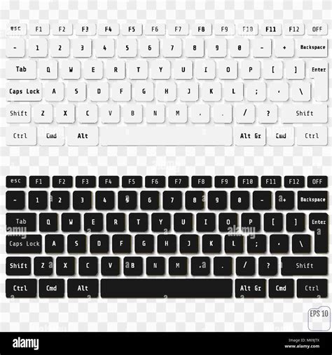 Vector Illustration Of Modern Laptop Keyboards White And Black