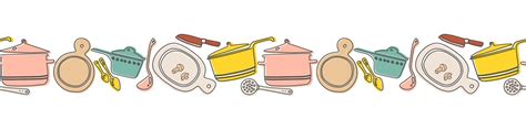 Premium Vector Seamless Horizontal Border With Kitchen Utensil Vector