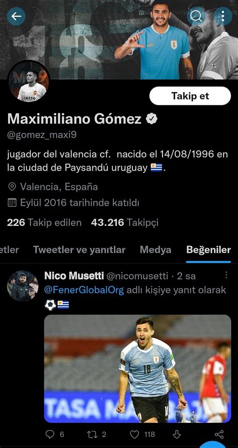 Tek Yol FENER on Twitter Maxi Gomez in az önce beğendiği tweet https