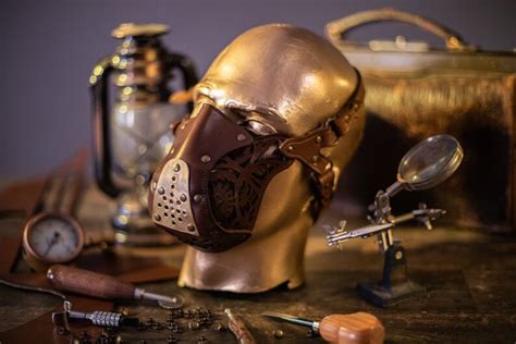 Leather Face Mask Steampunk Mask Leather Diesel Punk Wasteland Etsy