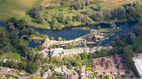 River Great Ouse Lock And Wier In Saint Neots From The Air Aerial