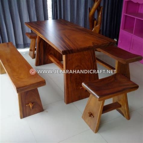 Jual Set Meja Makan Kayu Trembesi Bangku Sate Terbaru