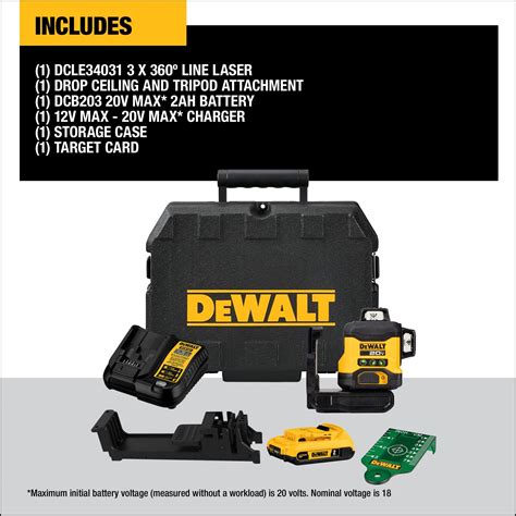 DEWALT 20V MAX Laser Level Kit Cross Line Laser 3x360 Green