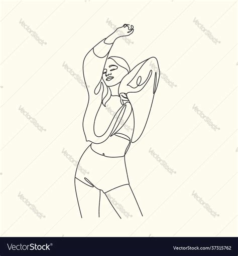 Woman Face Continuous One Line Drawing Style Vector Image