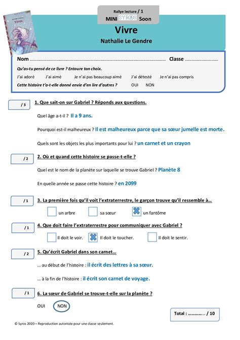 Calaméo Fiches Rallye Lecture Corrigées Vivre Niveaux 1 2