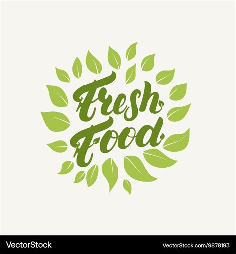 Fresh food logo badge label hand written Vector Image