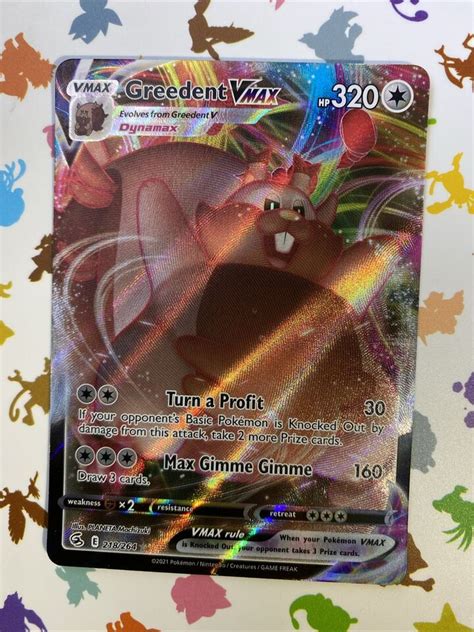 Pokémon TCG Greedent VMAX Fusion Strike 218 264 Holo Ultra Rare eBay