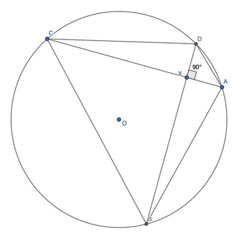 Geometry Prove Centre Is Inside Cyclic Quadrilateral With Perpendicular Diagonals