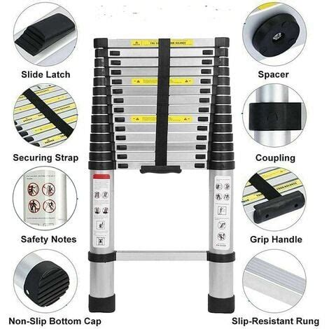 M Telescopic Ladder With Roof Hook Kit Aluminium Portable Multi