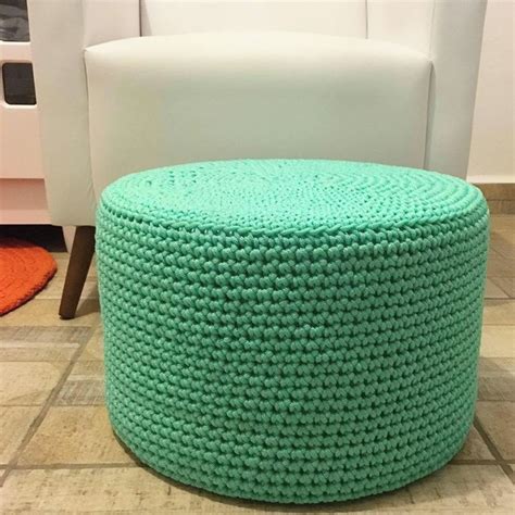 Puff Maxi Crochê em Corda Náutica 40x30cm Diversas Cores Elo7