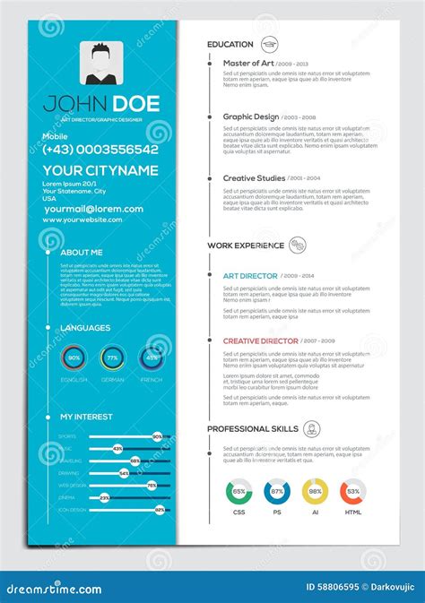 Curriculum Vitae Plano Con Infographics Ilustraci N Del Vector