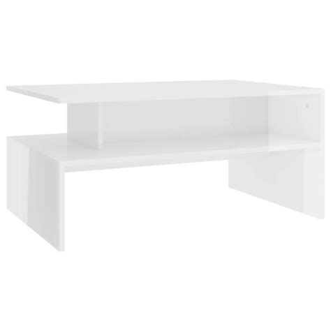 Table basse DUOKON Blanc brillant 90x60x42 5 cm Aggloméré