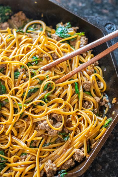 Beef And Spinach Noodles Served From Scratch