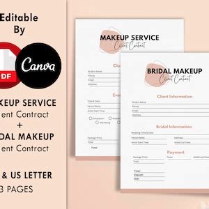 Bridal Makeup Makeup Artist Contracts Set PDF Prints Etsy