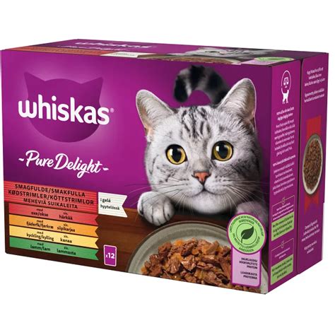 Kattmat Pure Delight smakfulla köttstrimlor i gele 1 12 p Whiskas