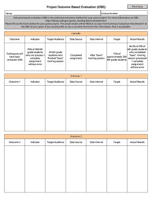 Fillable Online Library Utah Project Outcome Based Evaluation Obe