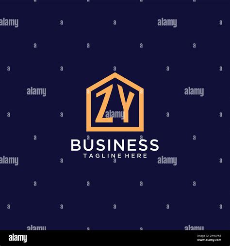 Initial ZY Logo With Abstract Home Shape Modern Minimalist Realty Logo