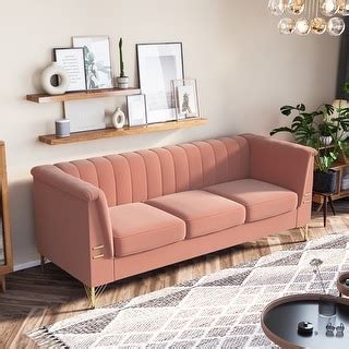 Seat Pink Sleeper Sofa Velvet Upholstered Sofa For Living Room Bed