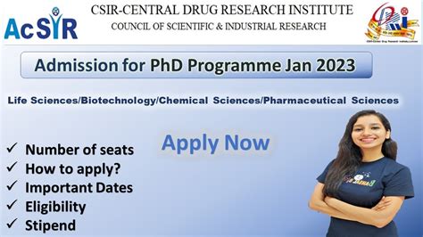 Csir Cdri Phd Admission January I Pharmaceutical Chemical Life