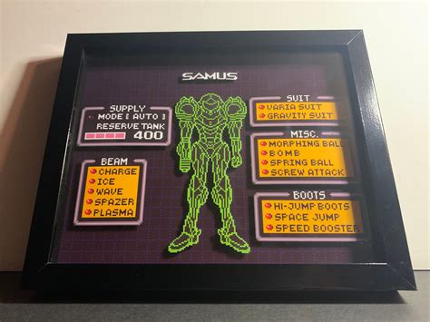 Snes Super Metroid Pause Menu D Shadow Box X Etsy Uk