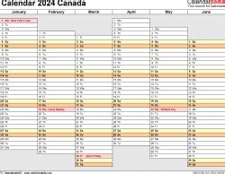 Canada Calendar 2024 - Free Printable Excel templates