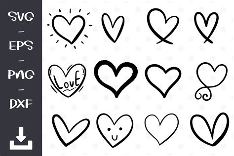 Art Collectibles Heart Svg Cute Heart Svg Sketch Heart Svg Love Svg