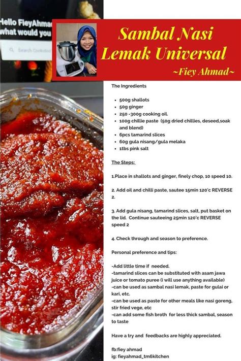 Sambal nasi lemak | Nasi lemak sambal recipe, Sambal recipe, Thermomix ...
