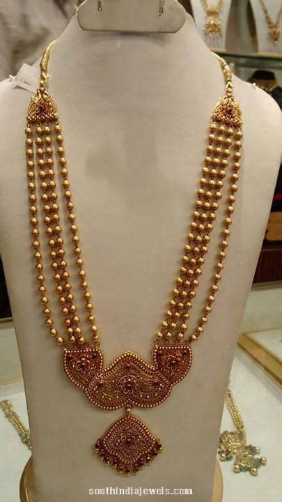 Carat Gold Multilayer Ball Haram South India Jewels