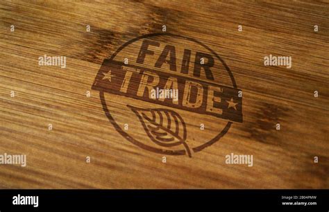 Fair Trade Stamp Printed On Wooden Box Ethical Business Green Trade