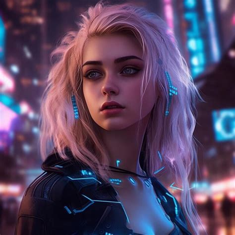 Premium Ai Image A Woman With Neon Make Up And Neon Hair Dressed In A