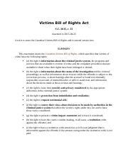 Victims Bill Of Rights Summary 1 Docx Victims Bill Of Rights Act S C