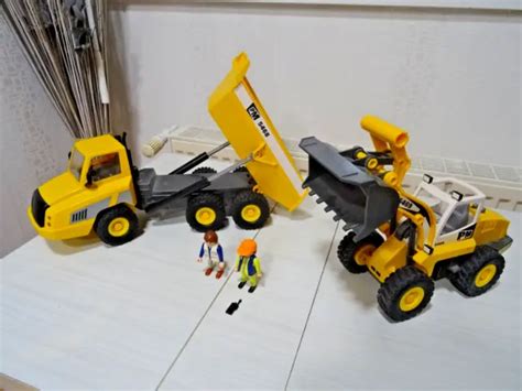 Lot Playmobil Engins Chantier Chargeuse Et Godet Grand Camion Benne