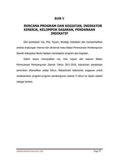 Bab V Rencana Program Dan Kegiatan Indikator Kinerja Kelompok Sasaran