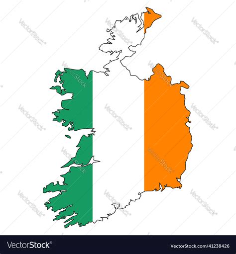 Ireland map with flag - outline of a state Vector Image