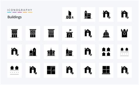 Paquete De Iconos De Glifos S Lidos De Edificios Vector Gratis