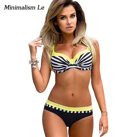 Le minimalizm Sexy Striped Bikini 2018 Kobiet Stroje Kąpielowe Strój