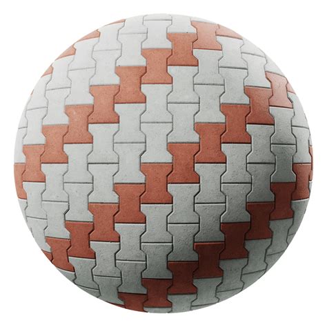 Dumbbell Paver Texture Red Striped Poliigon