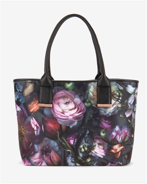 Shadow Floral Neoprene Shopper Bag Mid Gray Bags Ted Baker Grey Bags Printed Tote Bags