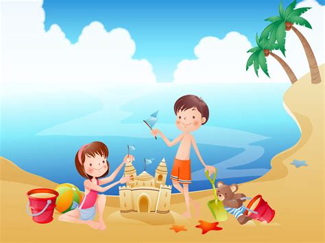 9 Animated Summer Graphics Images Beach Scenery Summer Sun Clip Art And Cartoon Scene Summer