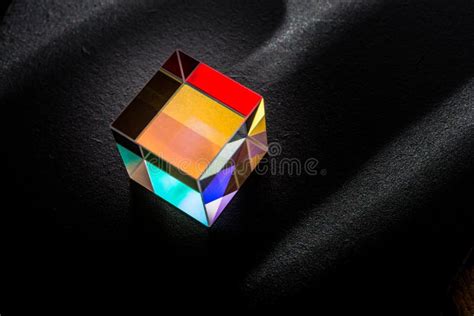 Colorful Bright Glass Prism Cube Refracting Light In Vivid Rainbow