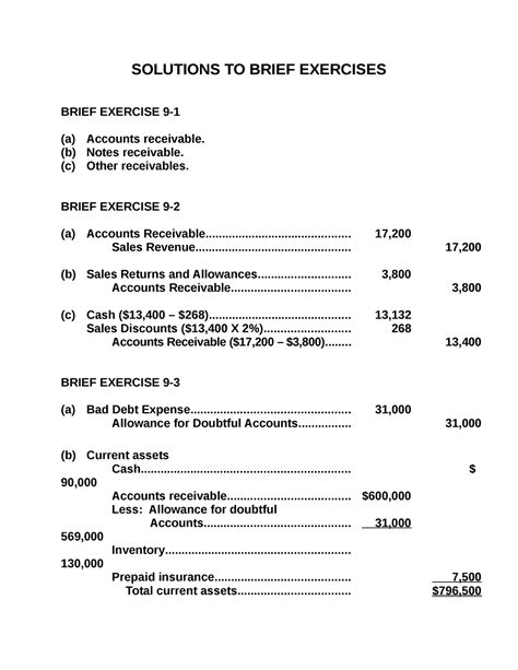 Brief Exercise Solutions Chapter Key Solutions To Brief Exercises