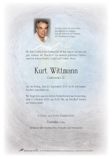 Parte für Kurt Wittmann pax requiem