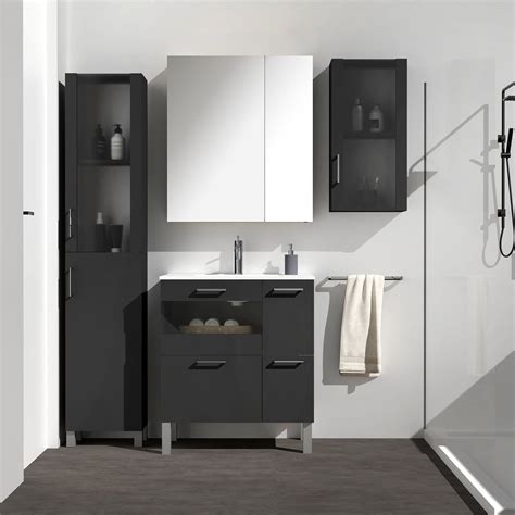 Mueble De Ba O Con Lavabo Fox Negro X Cm Leroy Merlin