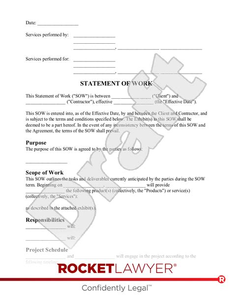 Free Statement Of Work Template And Faqs Rocket Lawyer