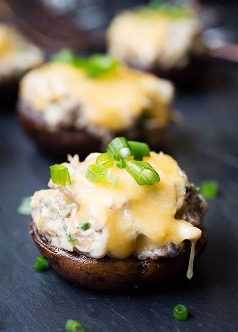 Crab Stuffed Mushrooms With Gouda Striped Spatula