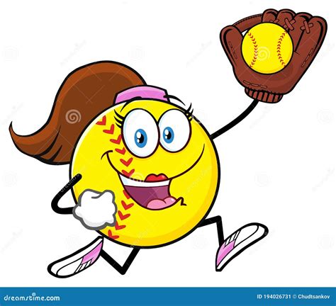 Cute Softball Girl Cartoon